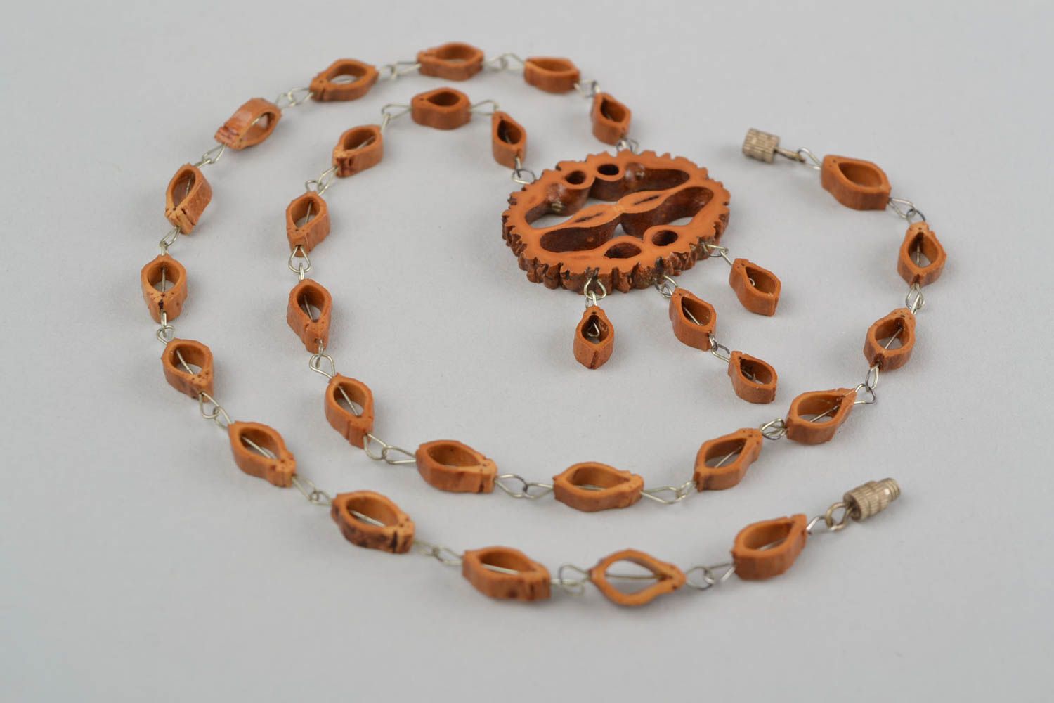 Beautiful handmade botanical necklace walnut jewelry fashion accessories photo 4