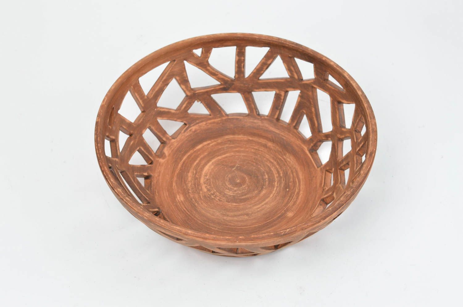 Handmade ceramic bowl for fruit beautiful openwork plate designer home decor photo 2