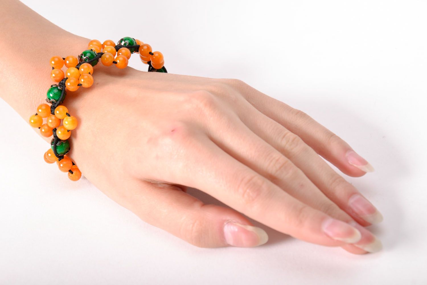 Woven bracelet with citrine and malachite photo 5