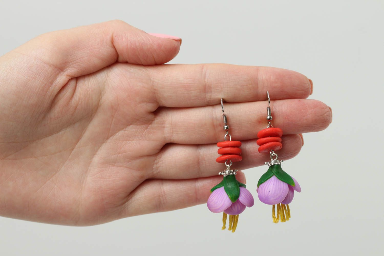 Handmade Ohrringe mit Blumen Polymer Schmuck Accessoires für Frauen modisch foto 4