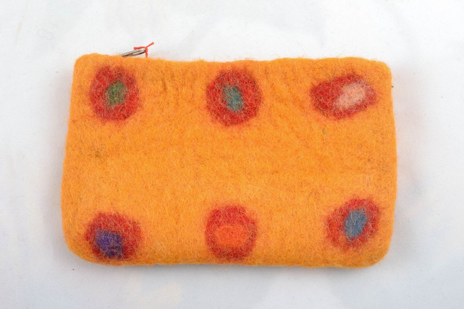 Housse de portable en laine orange faite main photo 1