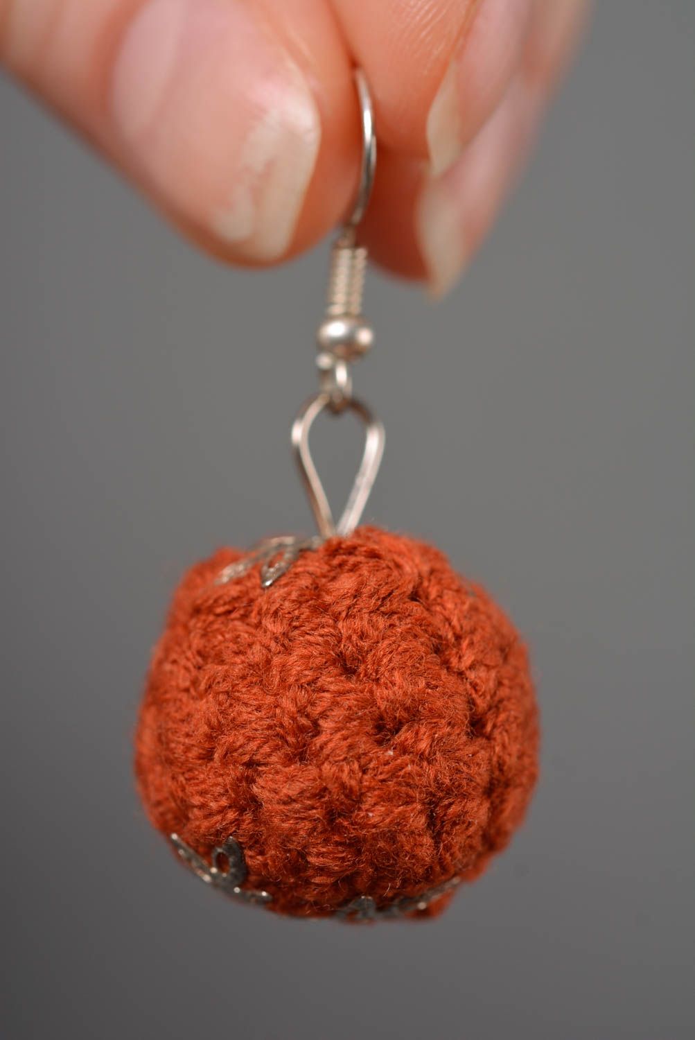 Handmade crochet earrings long earrings with charms crochet accessory  photo 3