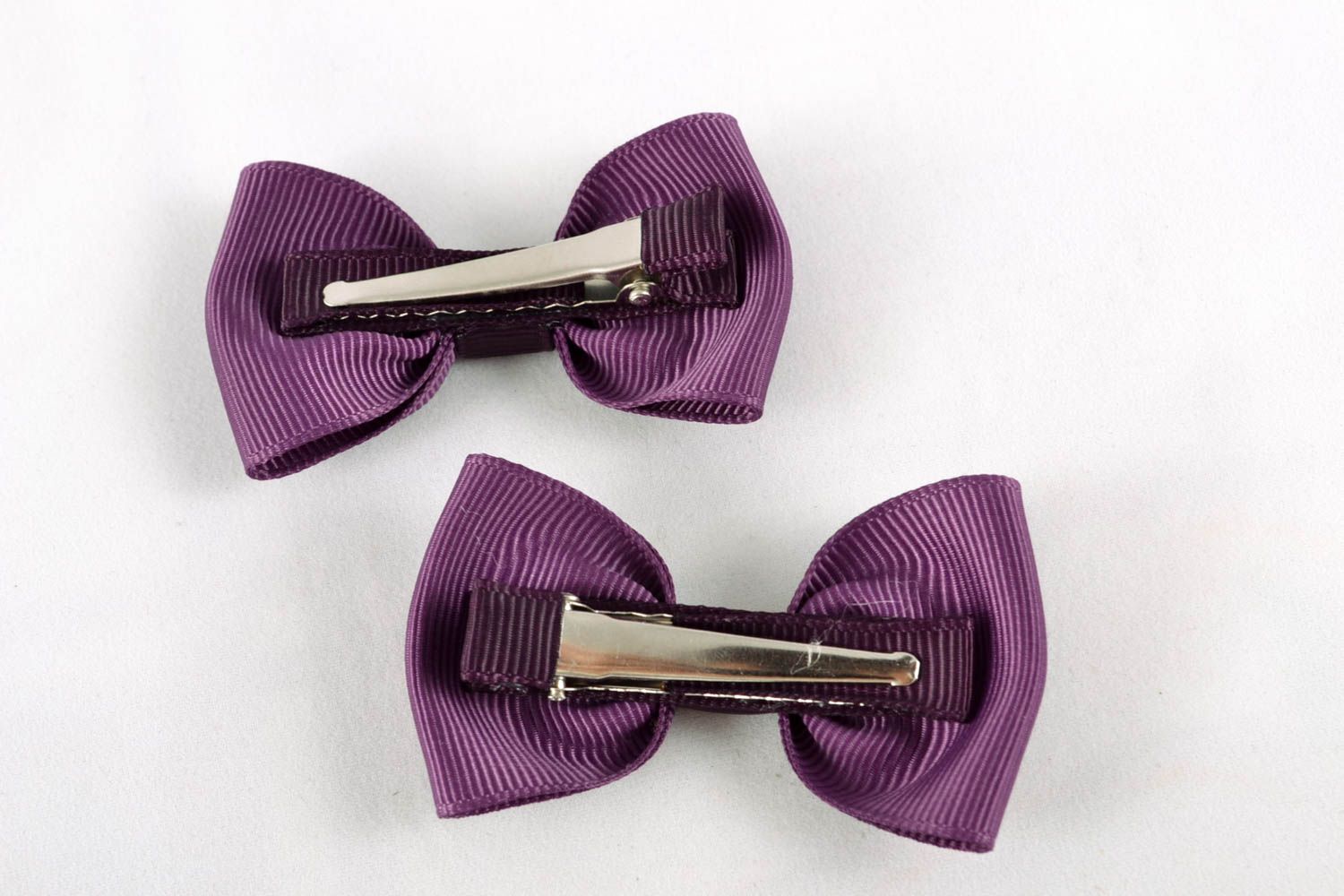 Аксессуары для волос украшение ручной работы заколки бантики фиолетовые фото 4