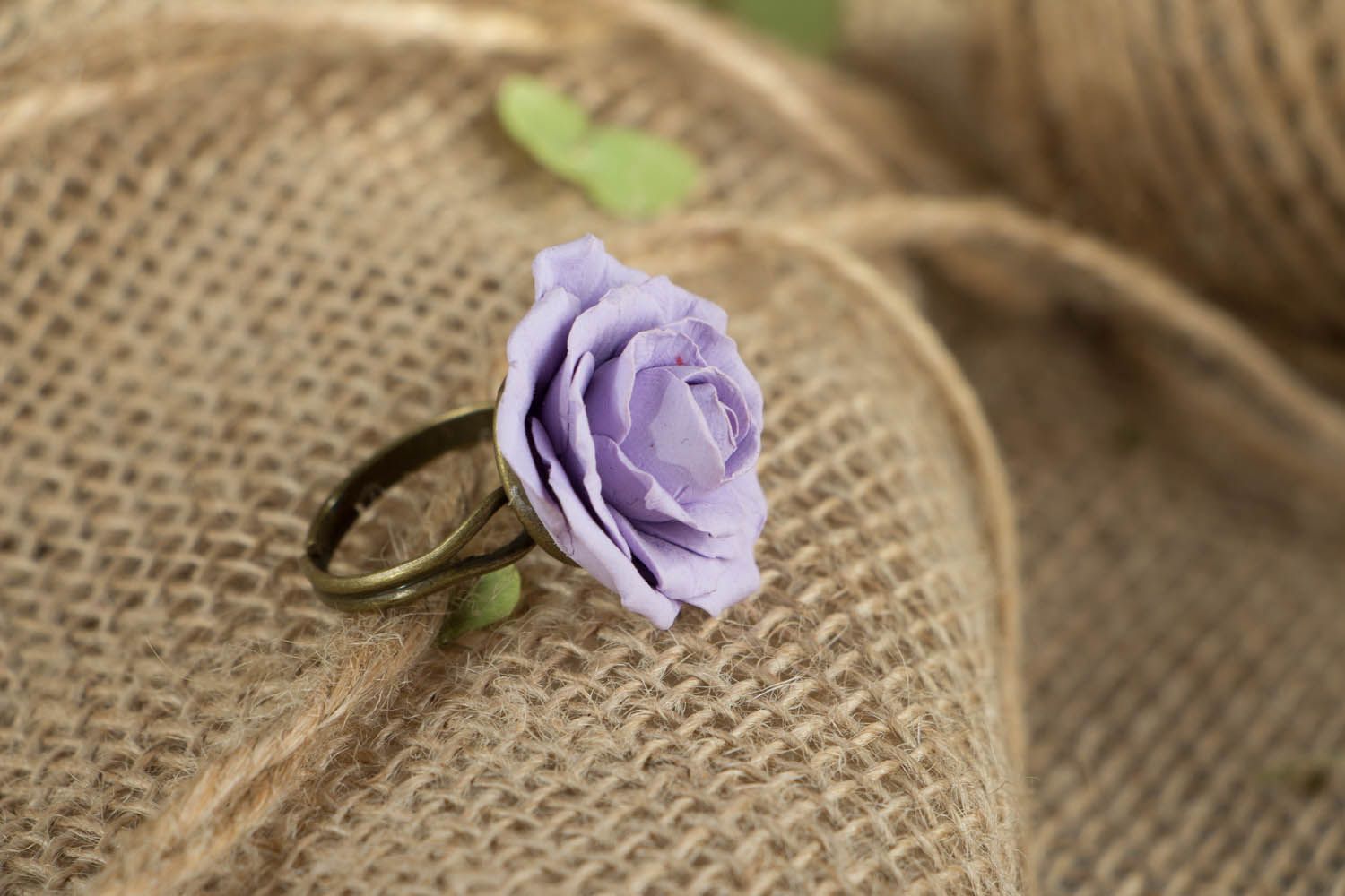 Кольцо с цветком из полимерной глины Роза фото 4