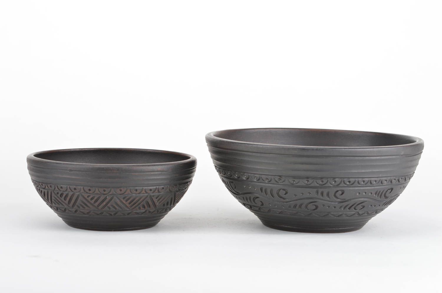 Set of 2 handmade beautiful designer molded clay bowls 400 ml each photo 5