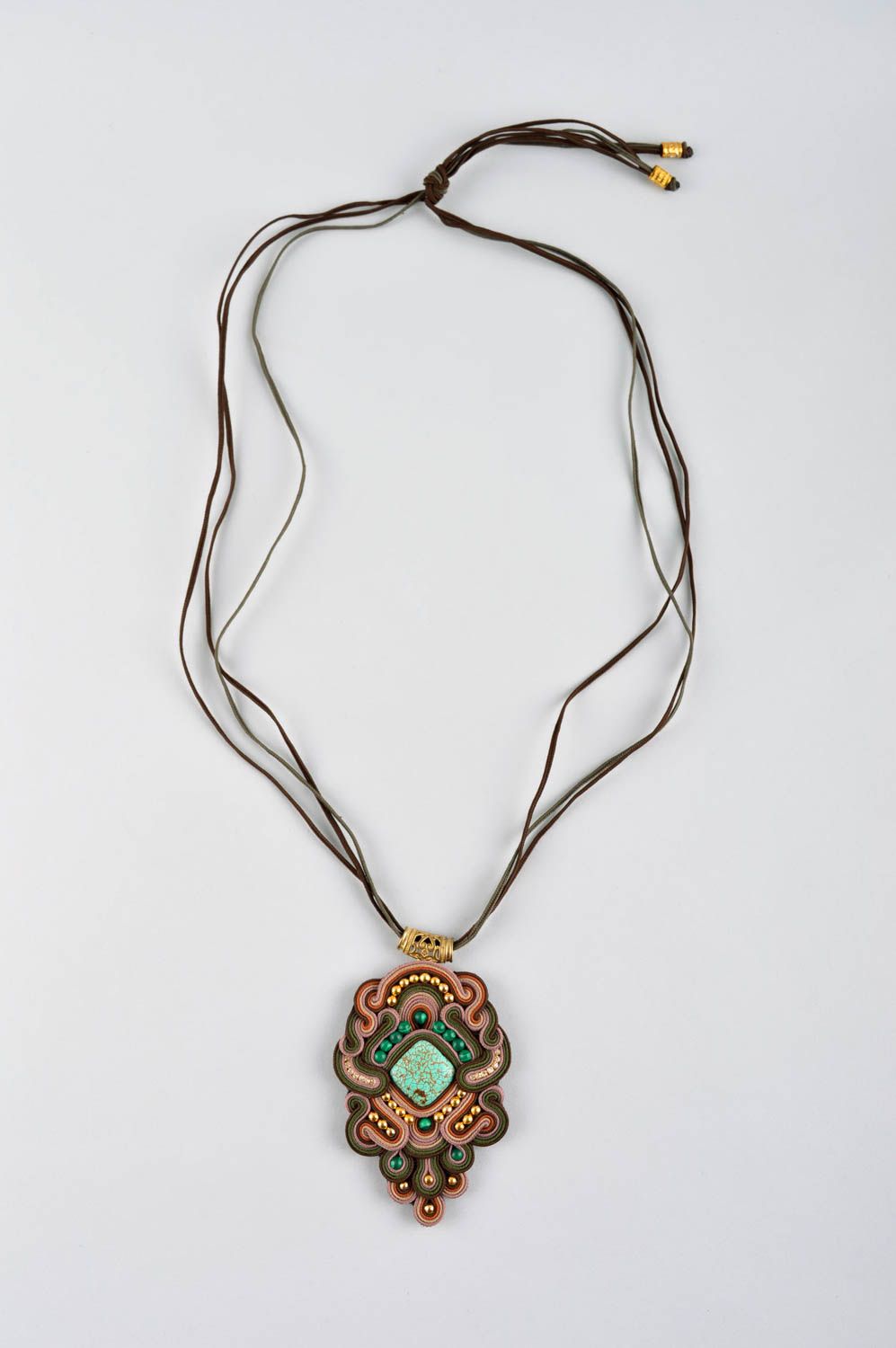 Stylish unusual necklace handmade designer accessories beautiful jewelry photo 2