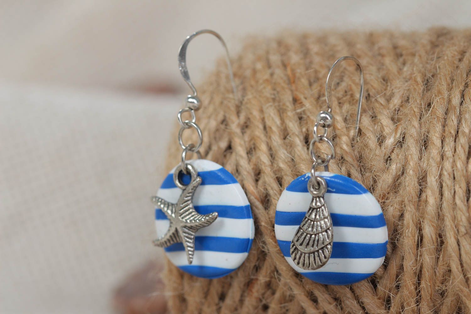 Modeschmuck Ohrringe handmade Geschenk Ideen exklusiver Modeschmuck blau weiß foto 1