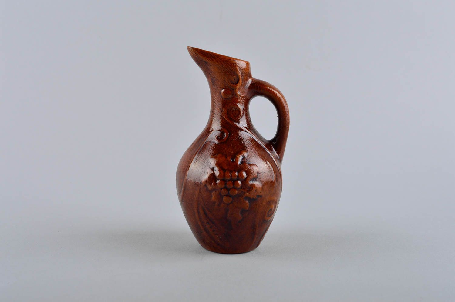 Handmade ceramic 12 oz wine carafe with handle 5 inches, 0,21 lb photo 2