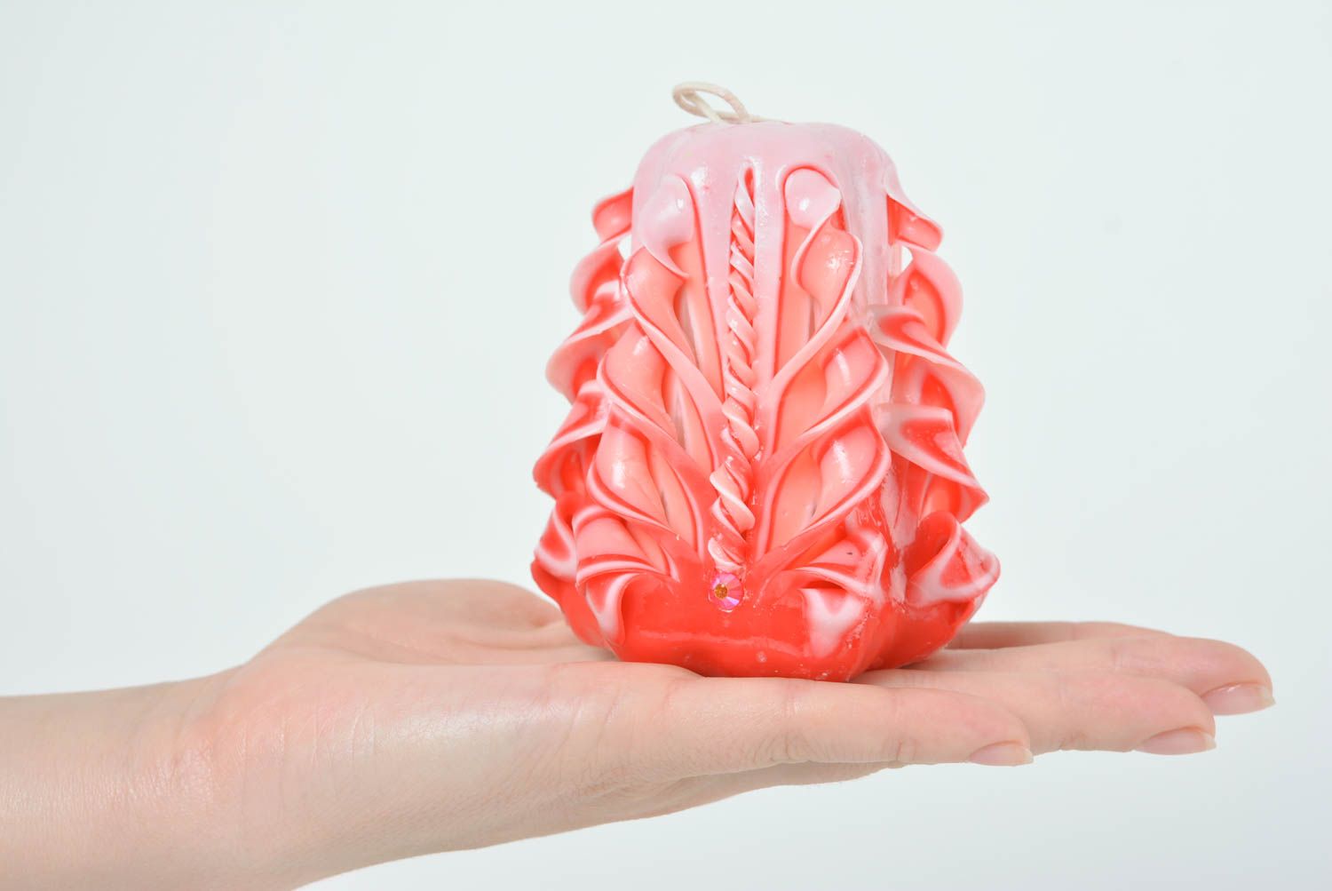 Carved beautiful wax candle small handmade designer interior element for home  photo 4