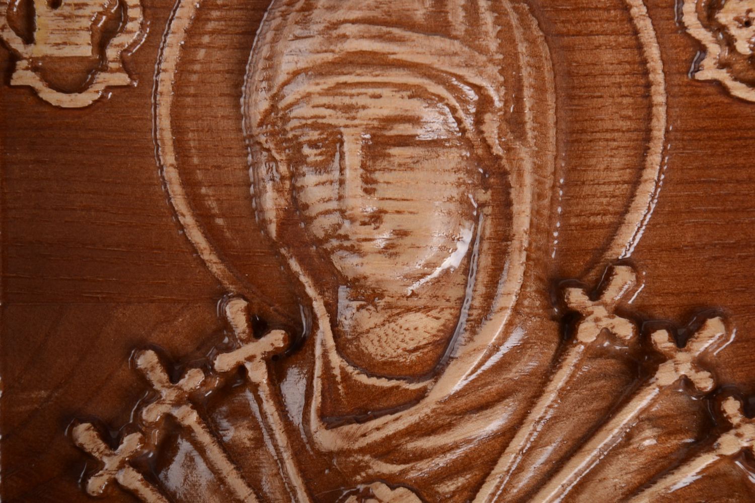 Икона ручной работы икона из дерева икона Божьей Матери Семистрельной резная фото 3