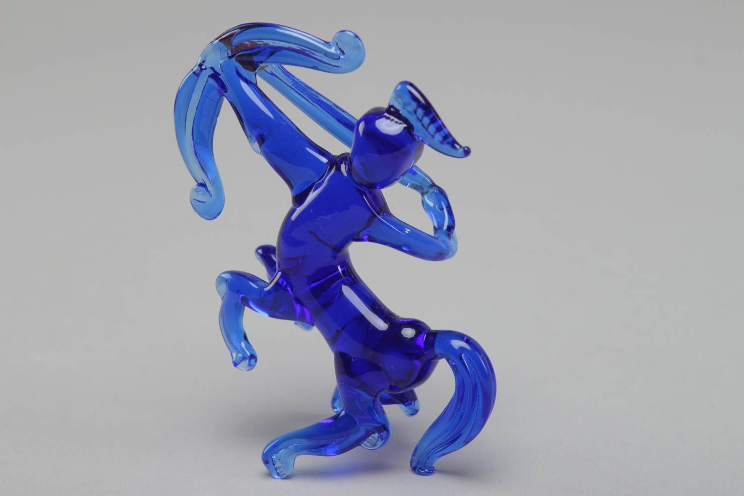 Petite figurine en verre au chalumeau Sagittaire décorative bleue faite main photo 3