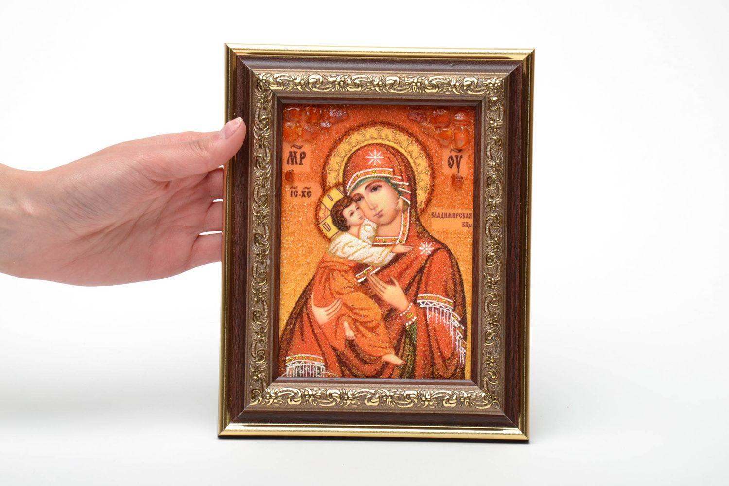 Икона из янтаря Богородица Владимирская  фото 6