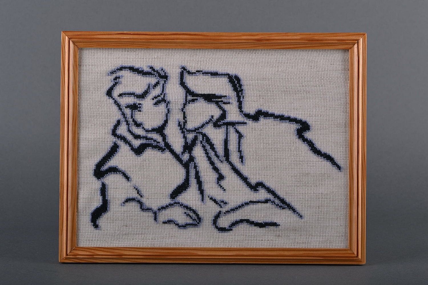 Embroidered painting Lovers photo 2