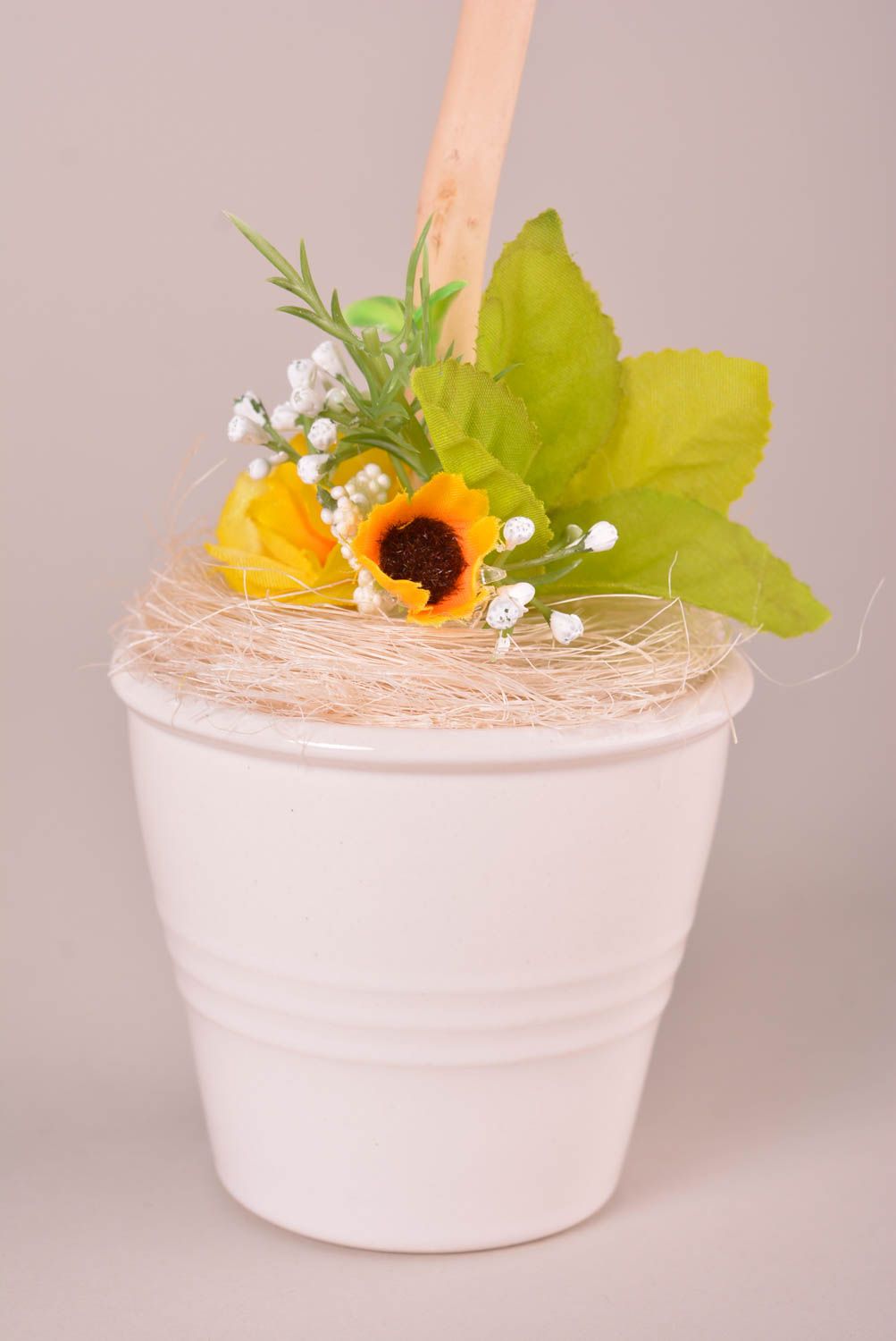 Topiaire artificiel Arbre du bonheur fait main avec fleurs Décoration maison photo 5