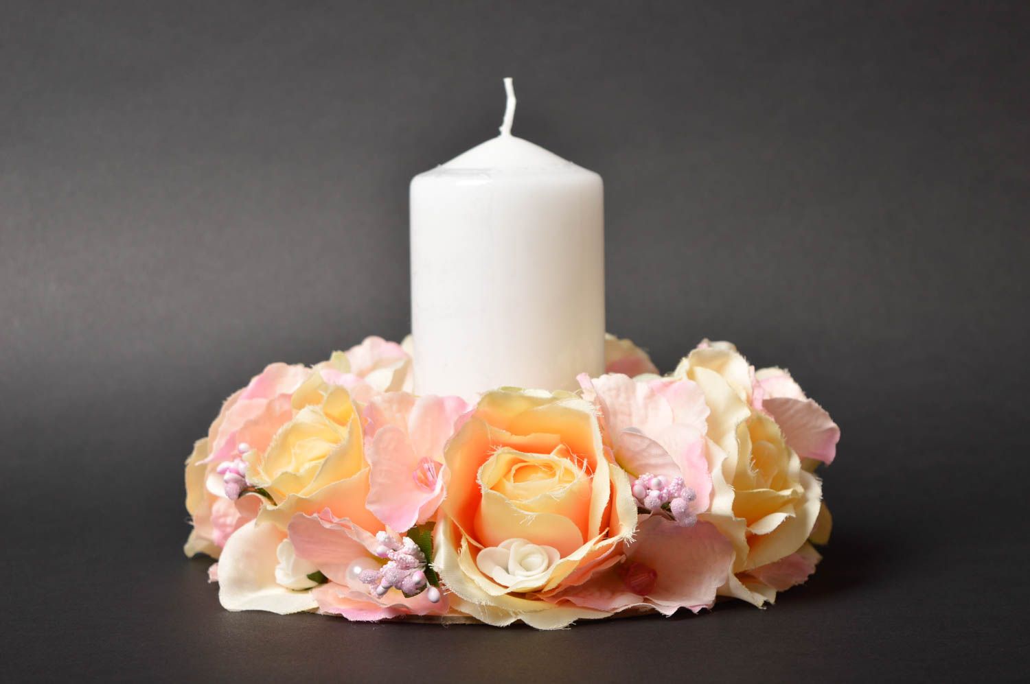 Свеча ручной работы свадебная свеча с цветами свеча на свадьбу красивая фото 2