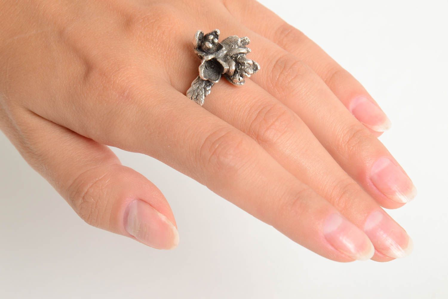 Серебряное кольцо хэнд мэйд женское кольцо серебряное украшение объемное фото 2