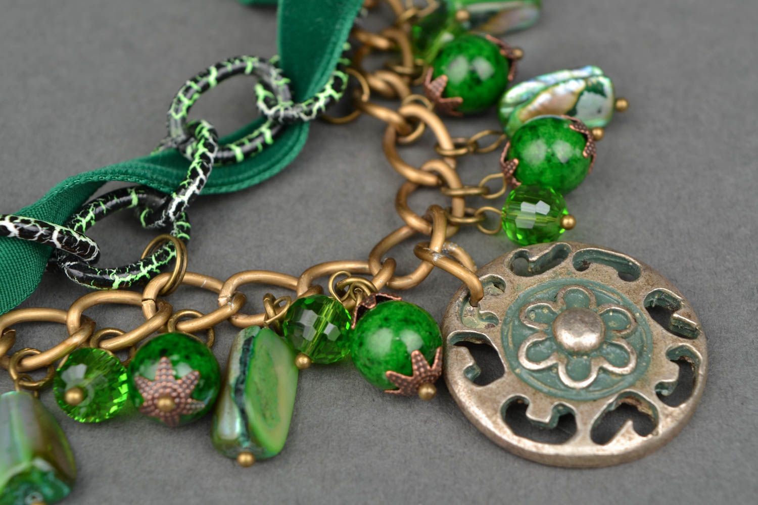 Handmade glass bead necklace Vintage photo 3