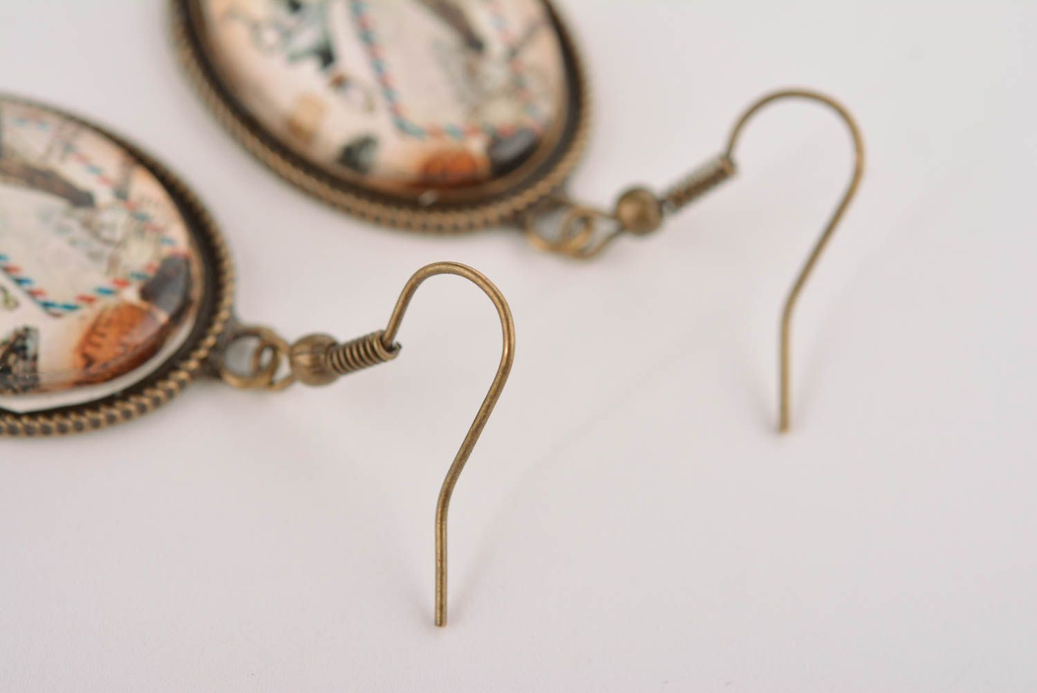 Beautiful handmade metal earrings glass cabochon earrings fashion trends photo 5