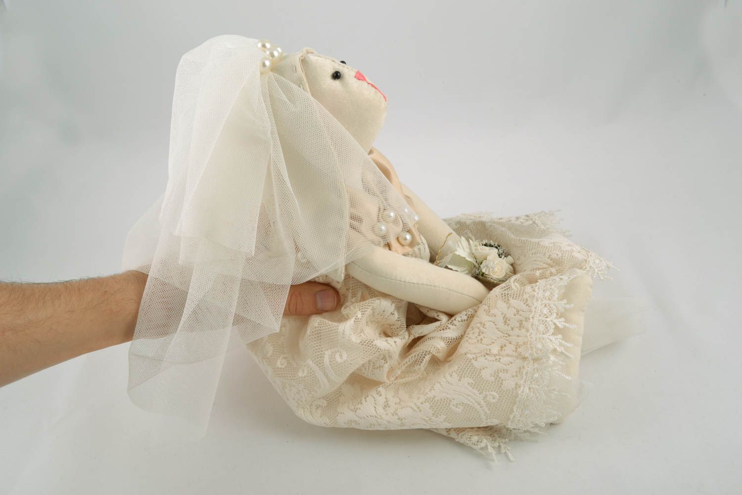 Poupée en tissu Lapine vêtue d'une robe  photo 4