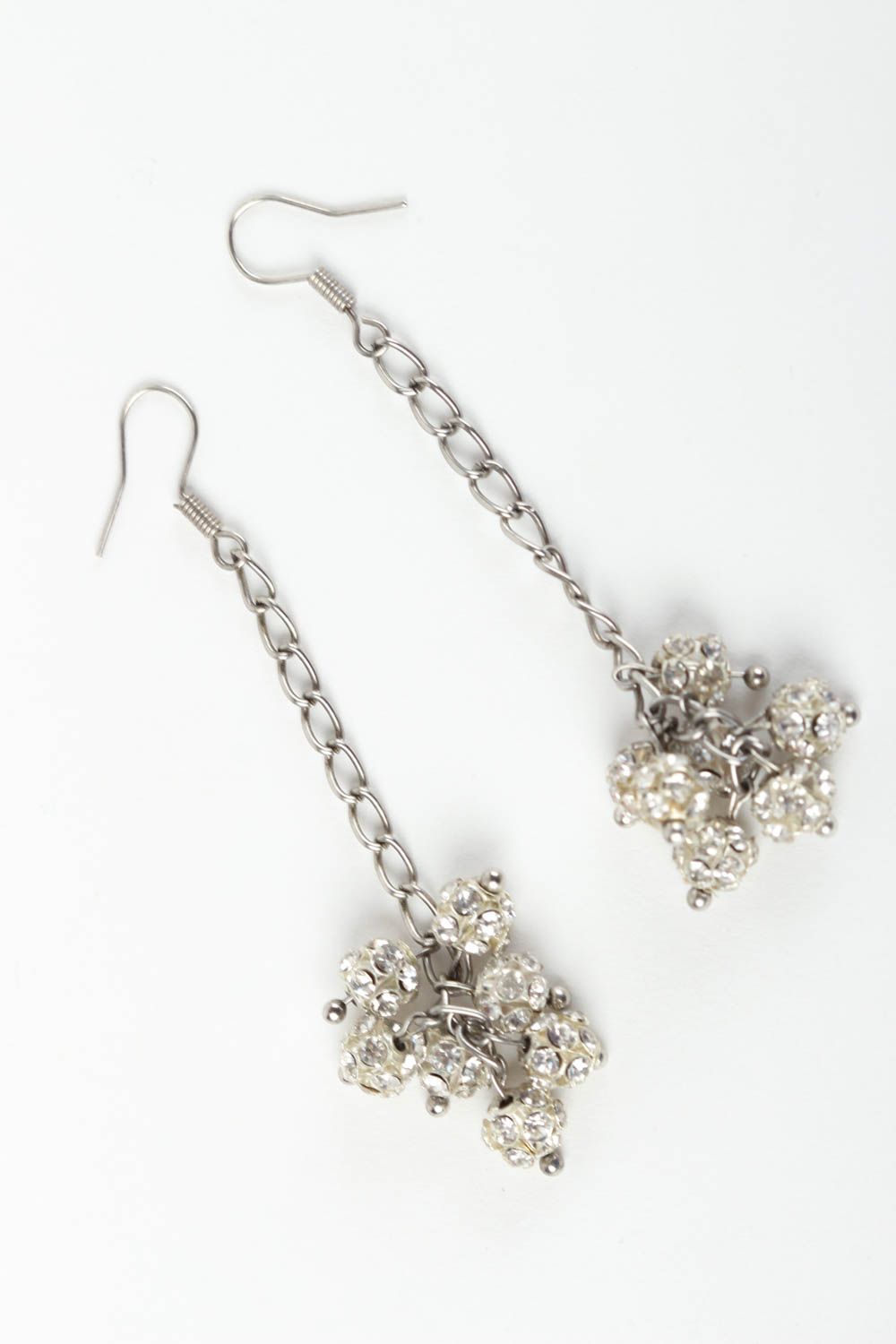 Handmade designer female earrings stylish metal accessory unusual jewelry photo 2