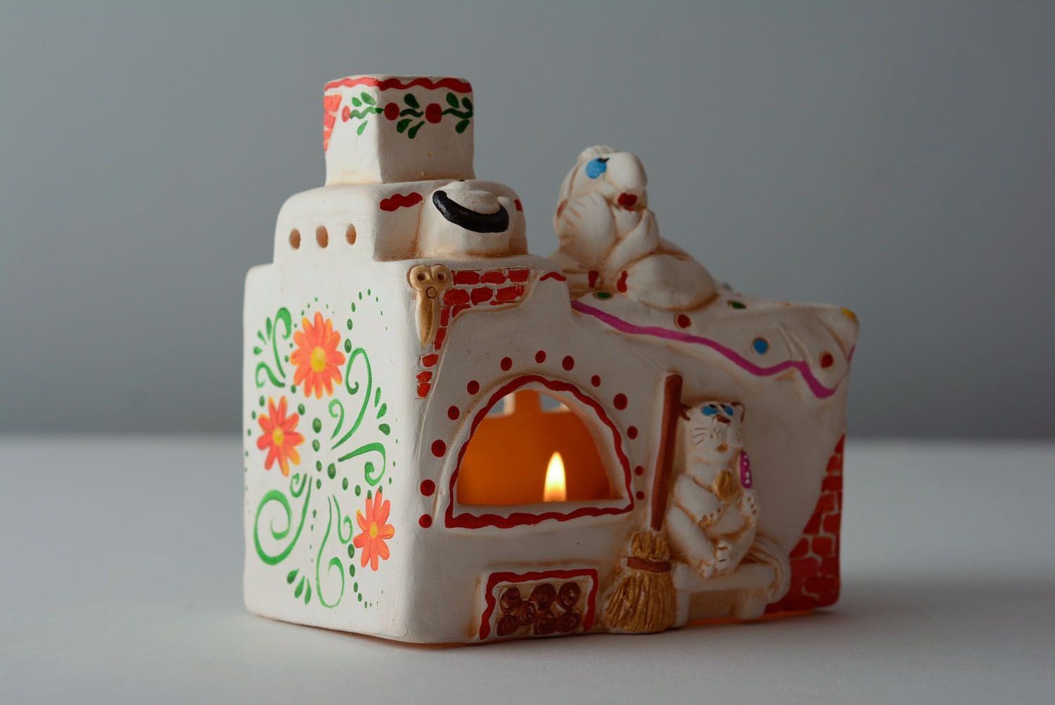 Handmade Kerzenhalter aus Ton Ukrainischer Ofen  foto 3