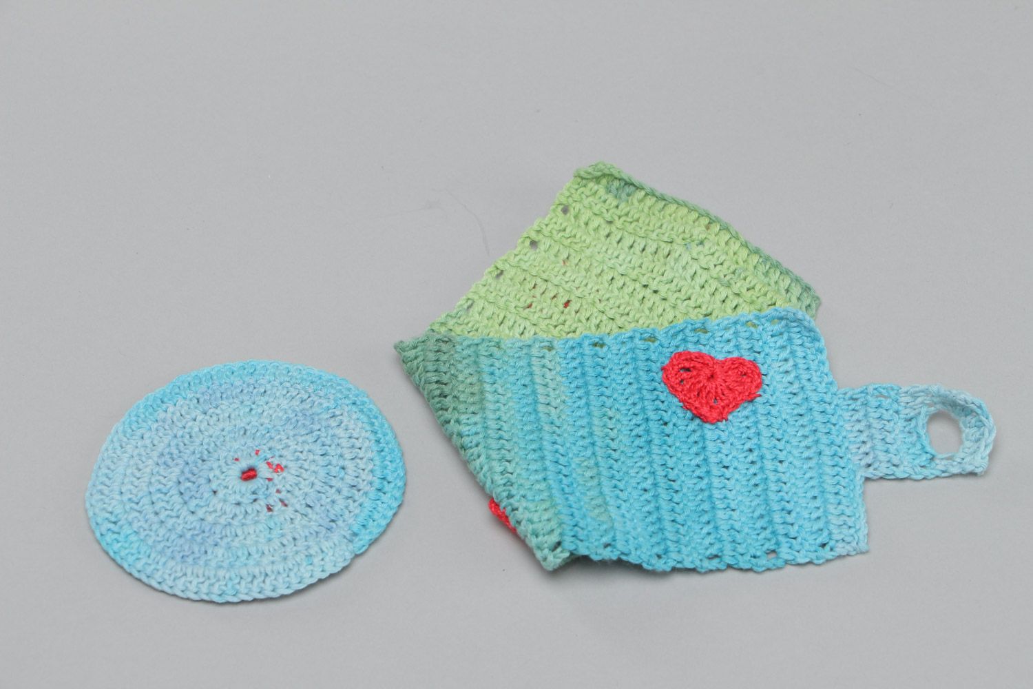 Handmade crochet cotton cup accessories set 2 items cup cozy and coaster photo 4