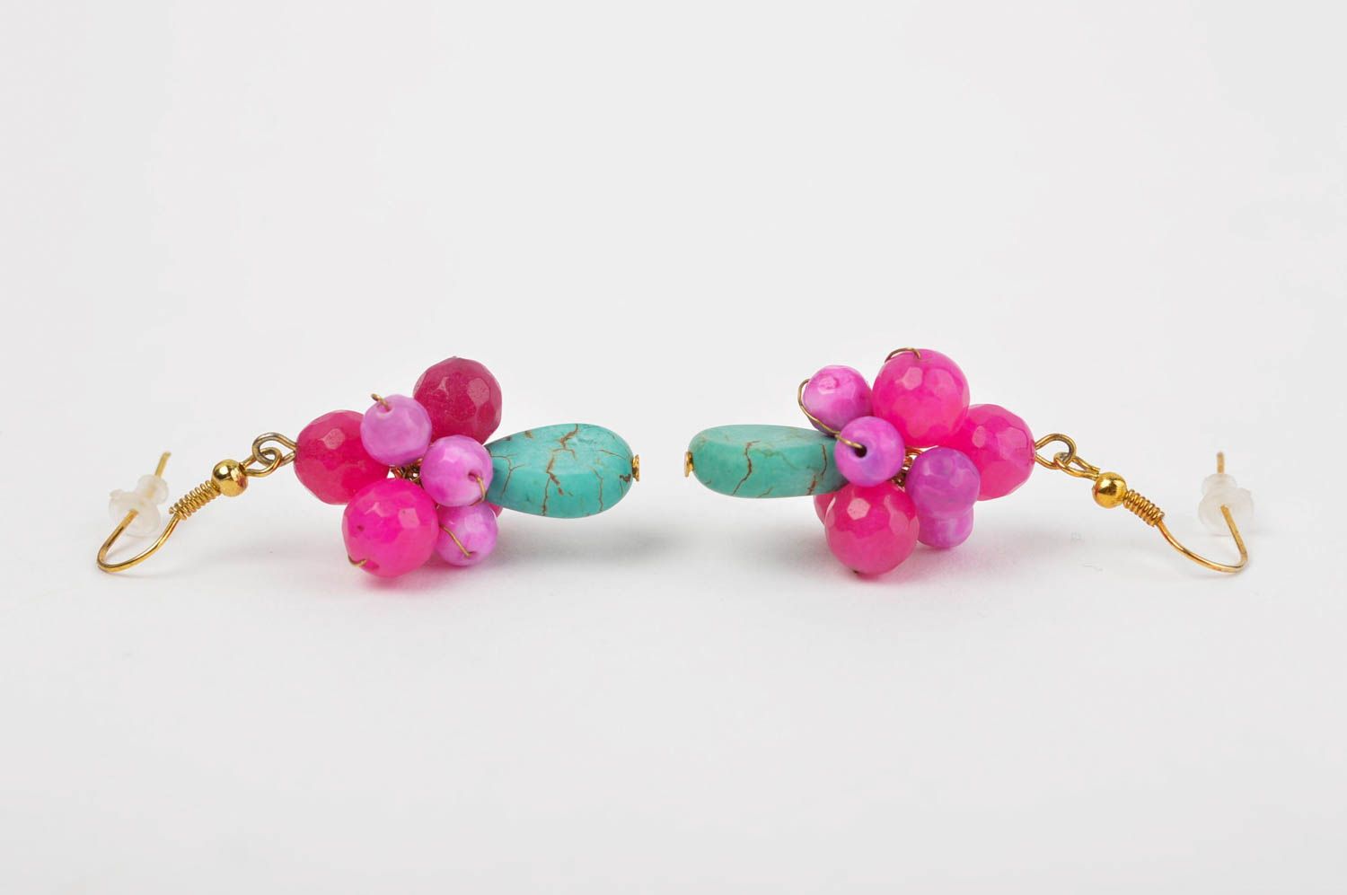 Handmade rosa Ohrringe mit Steinen Accessoire für Frauen Designer Schmuck  foto 3