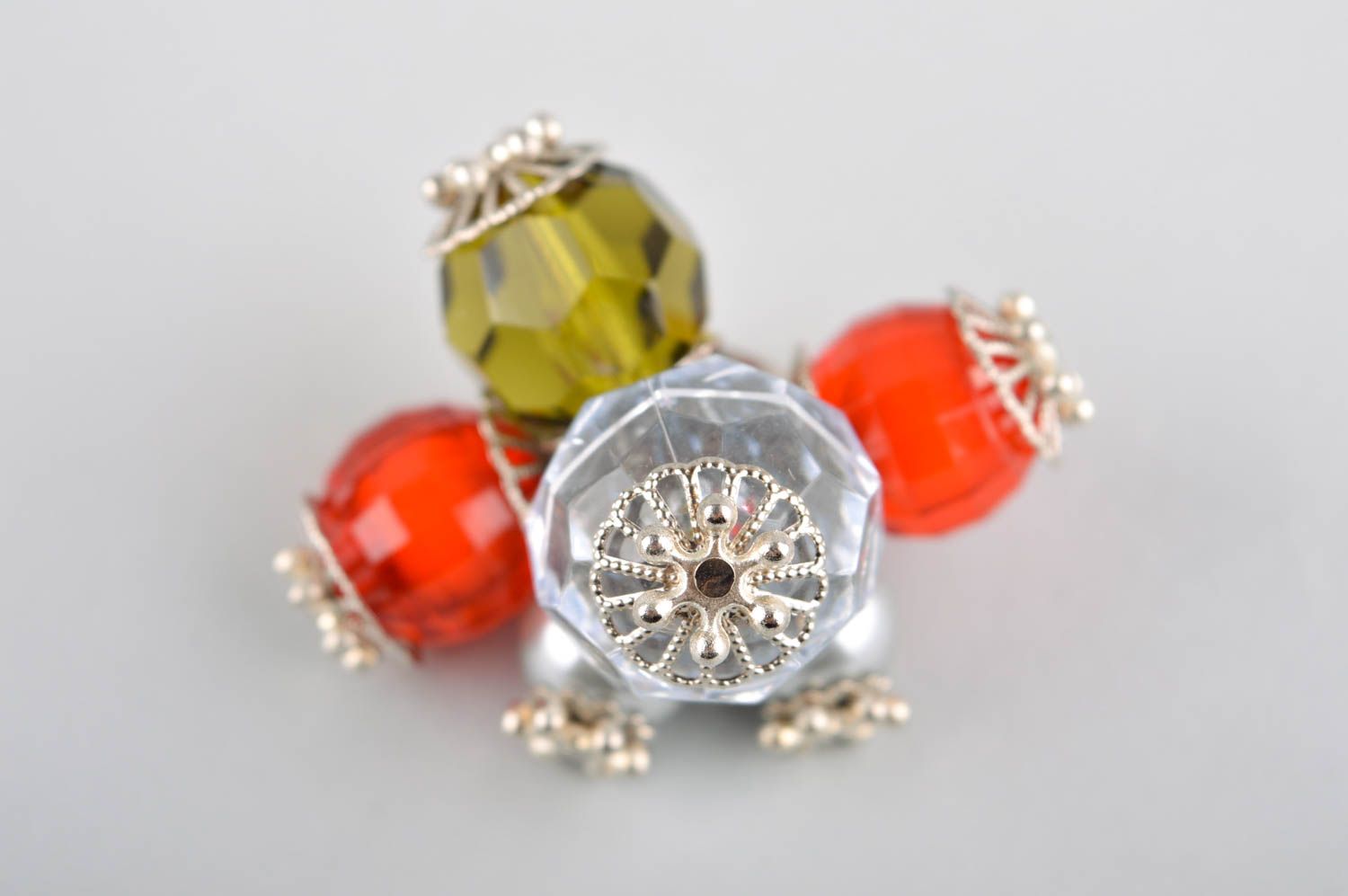Bague verre Bijou fait main massif perles Accessoire femme cristal design photo 2