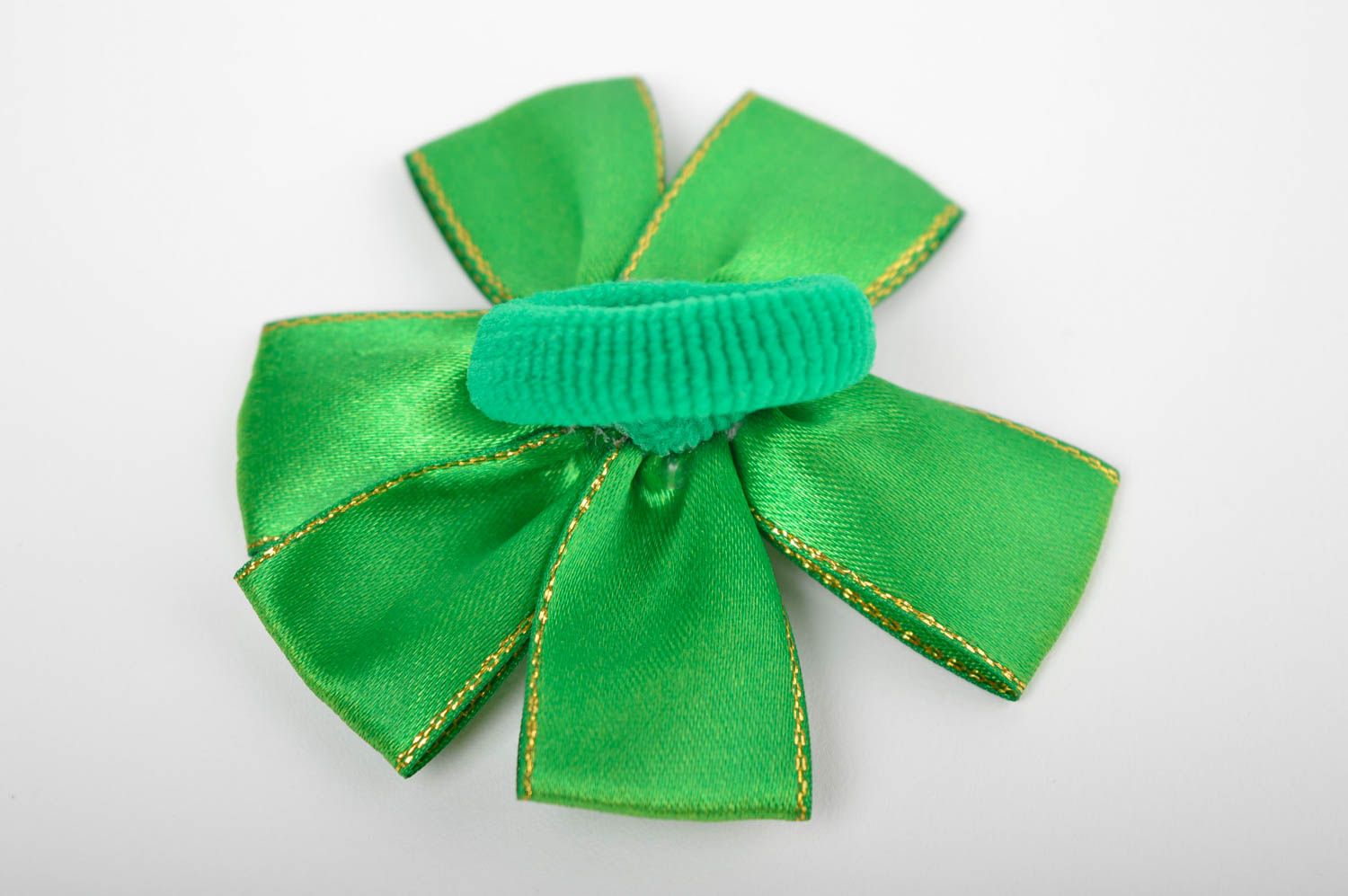 Goma para el pelo artesanal flor verde accesorio para niñas regalo original foto 4