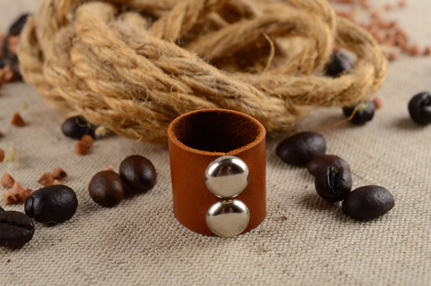 Handmade jewelry fashion rings leather jewelry rings for women leather goods photo 1