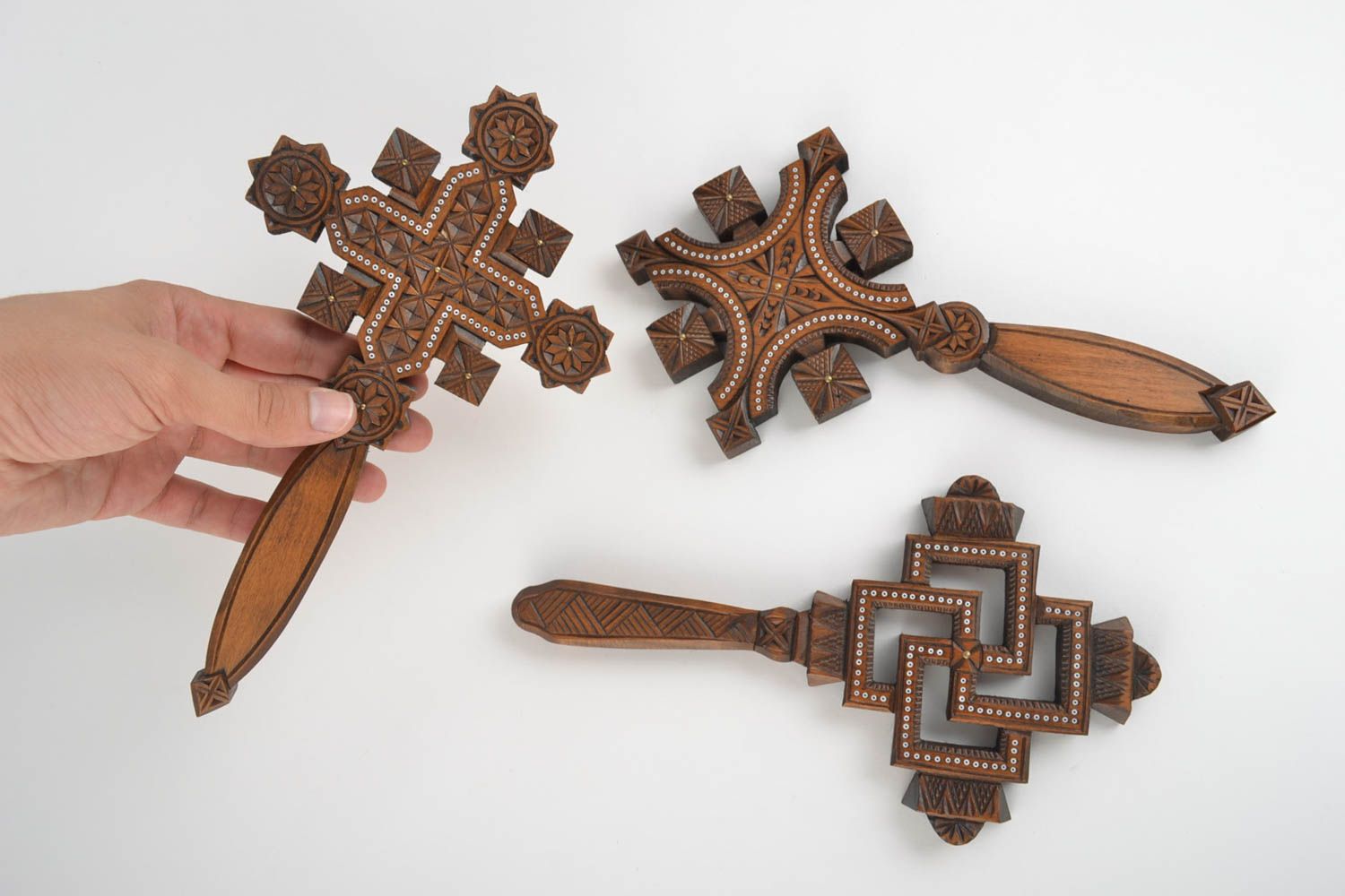 Croix en bois fait main Objets religieux muraux Déco maison original talismans photo 5