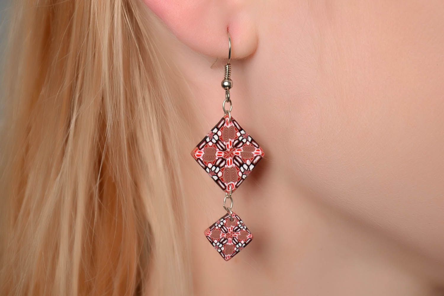 Long diamond-shaped earrings photo 4