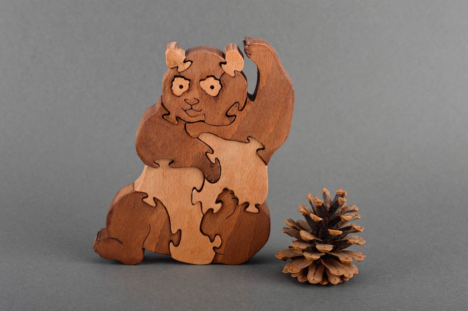 Puzzle ours fait main Puzzle bois design de créateur Jouet éveil hêtre photo 1