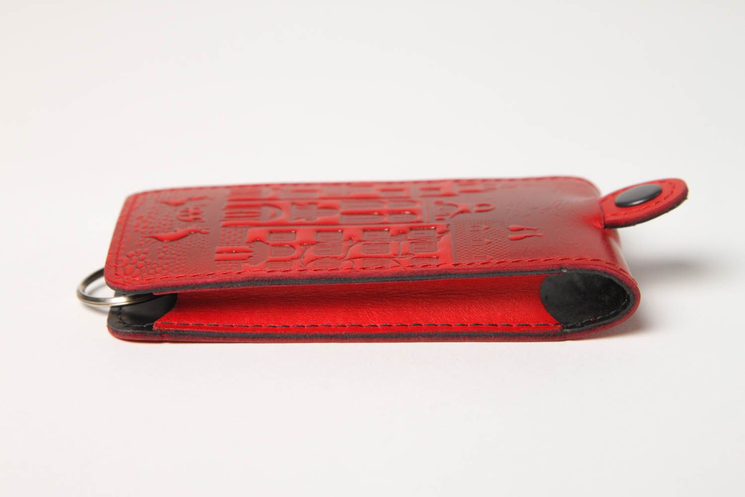 Unusual handmade leather key case red key holder handmade accessories ideas photo 4