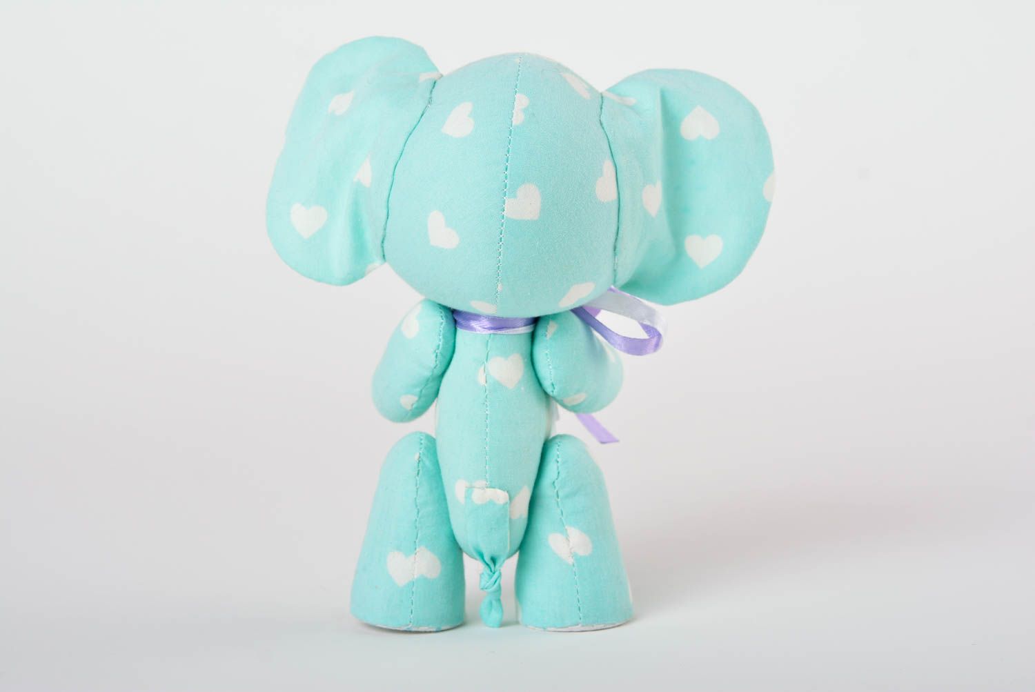 Handmade Deko Spielzeug Elefant Stoff Kuscheltier Geschenk Idee mit Herzen blau foto 4