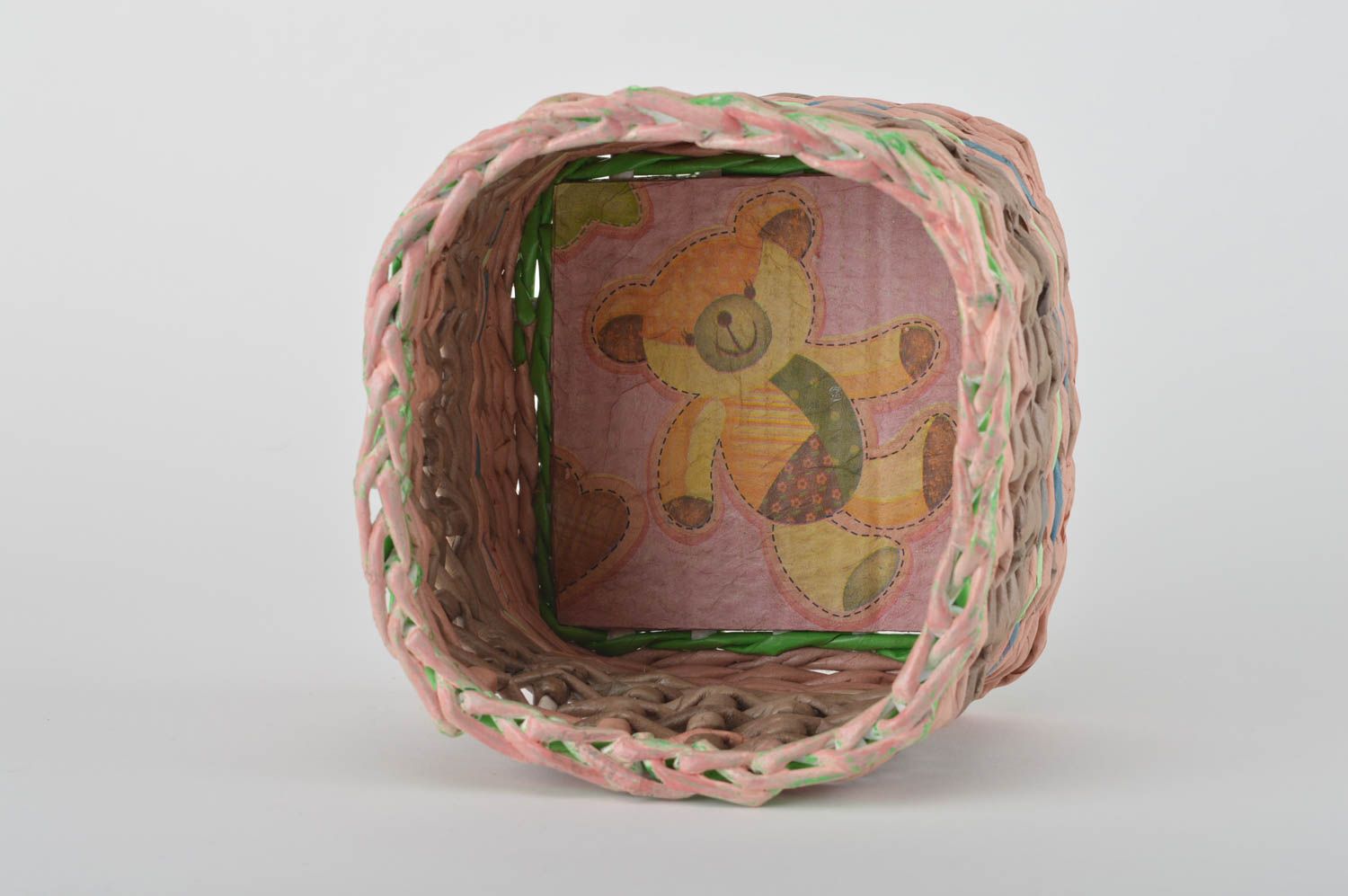Handmade decorative basket woven paper basket stylish home decor ideas photo 4