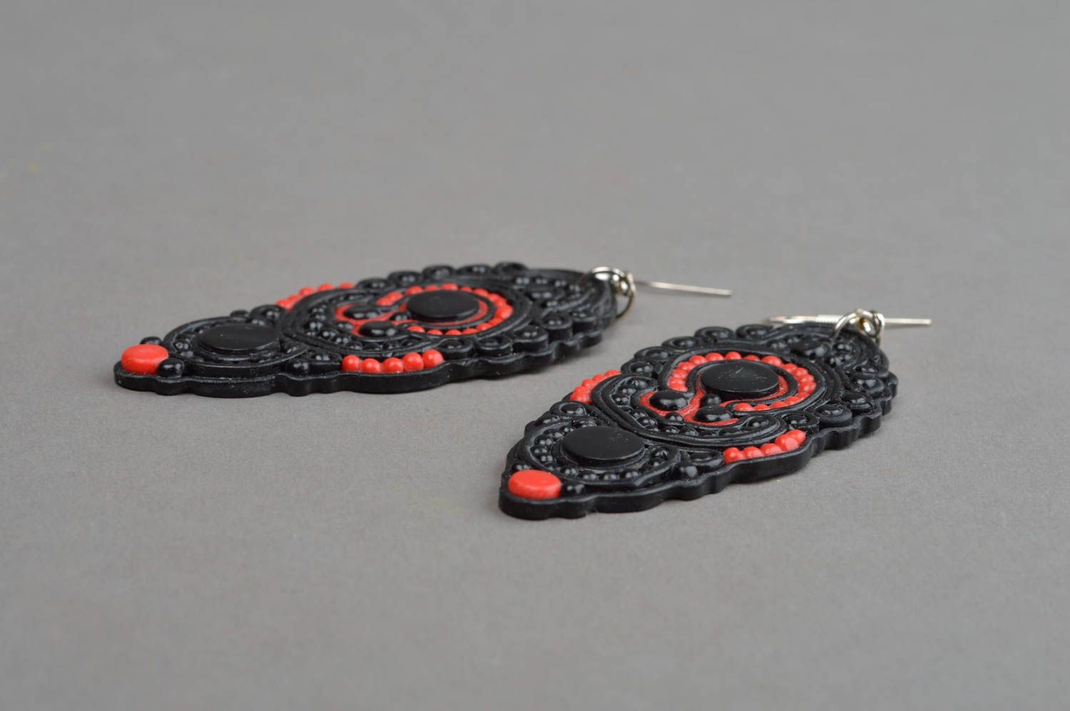 Handmade earrings polymer clay accessory present for women plastic jewelry photo 3