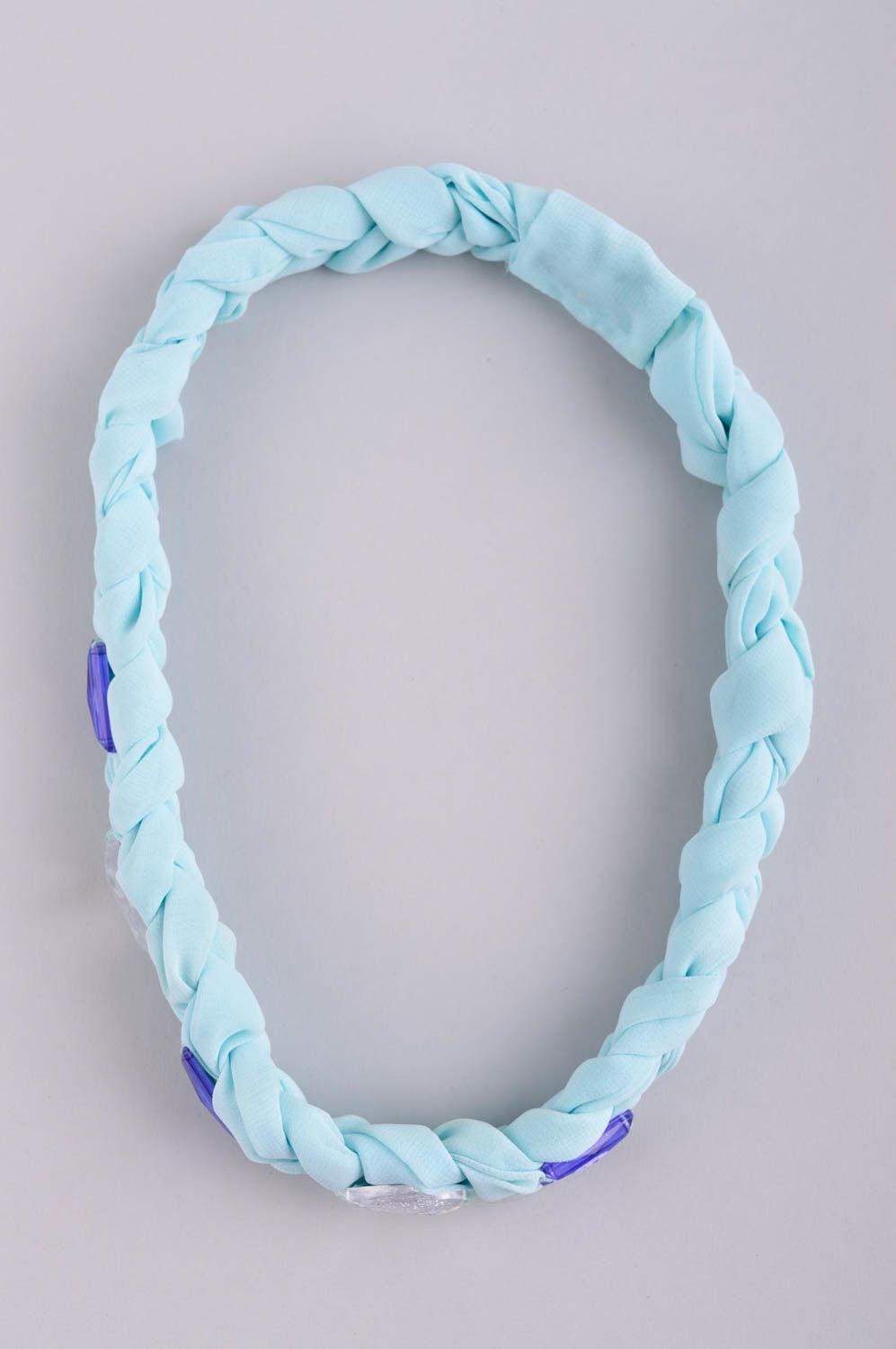 Полоска для волос ручной работы аксессуар для прически женский аксессуар голубой фото 4