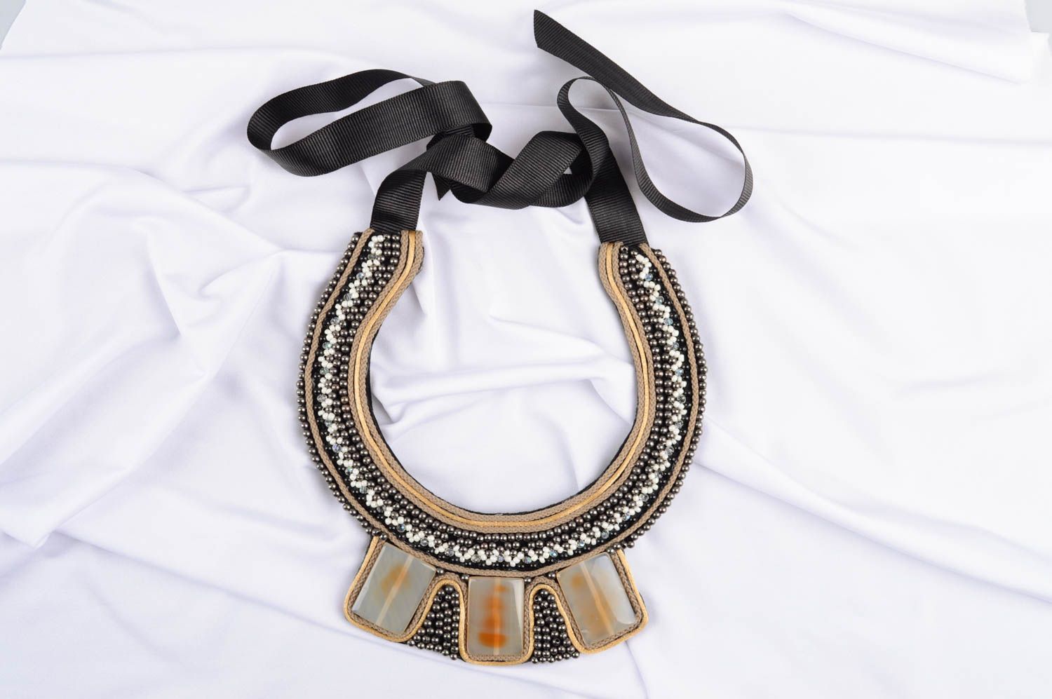 Unusual handmade beaded necklace fashion accessories beautiful jewellery photo 1