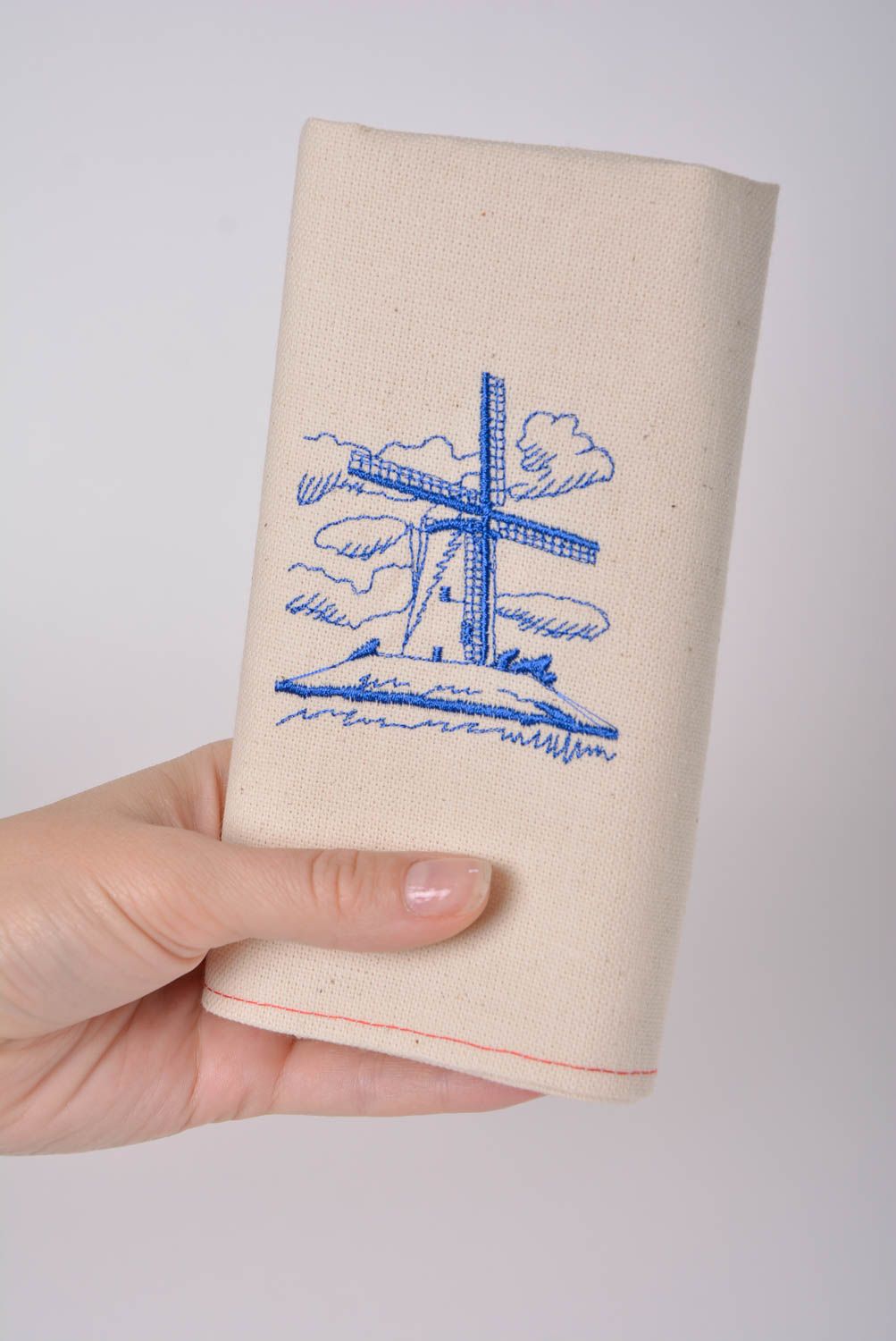 Embroidered handmade napkin made of half-flax for table layout Mill photo 5