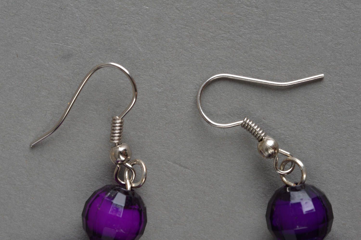Handmade dangling earrings violet beaded earrings handcrafted gift for sister photo 4