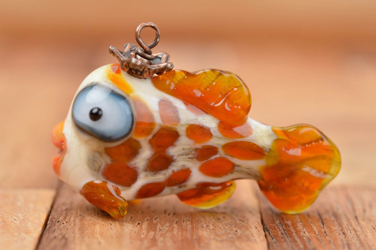 Glasperle handgemacht Perle aus Glas Lampwork Glasperle Schmuck Zubehör Fisch foto 2