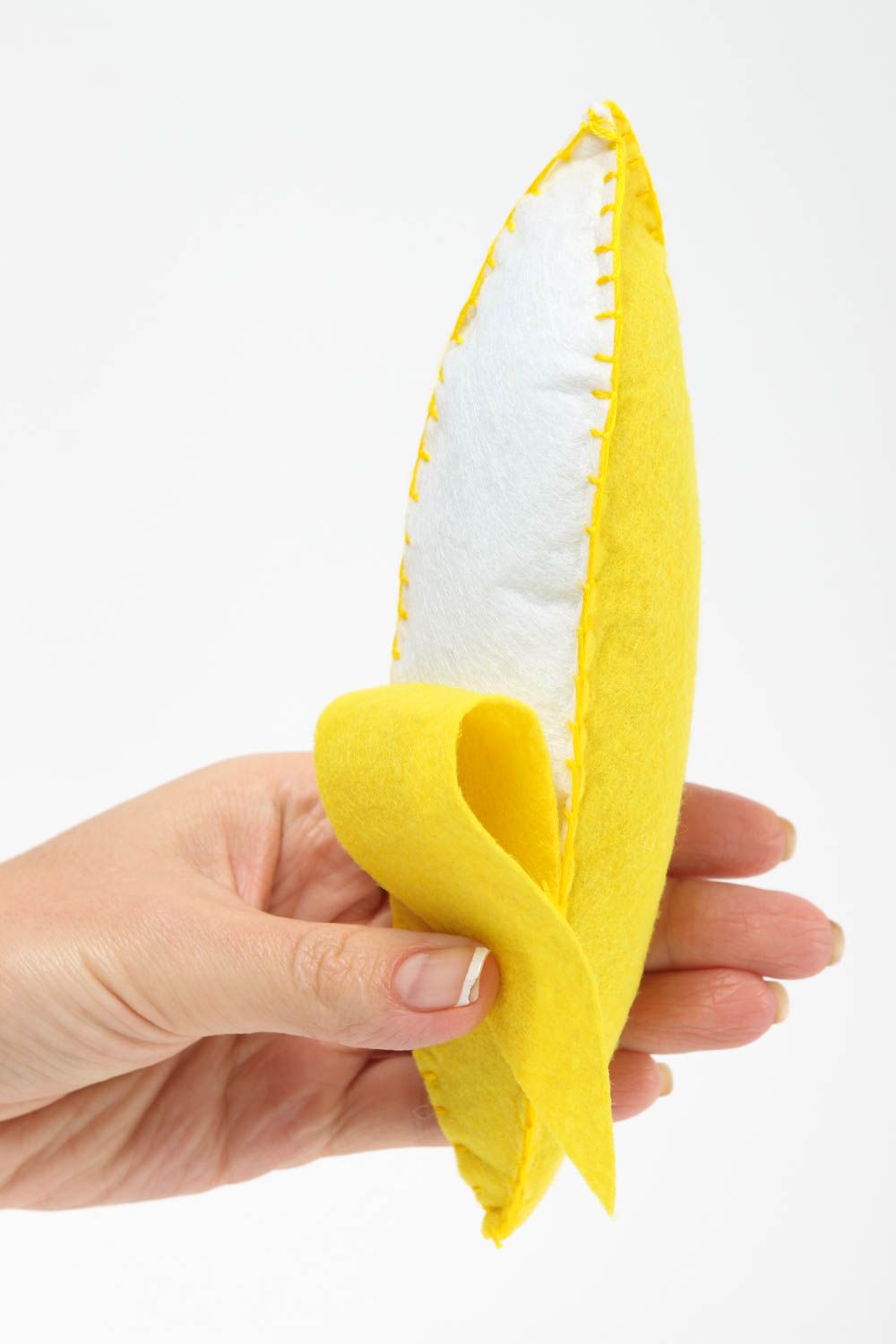 Juguete artesanal fruta de fieltro plátano amarillo regalo original para niño foto 5