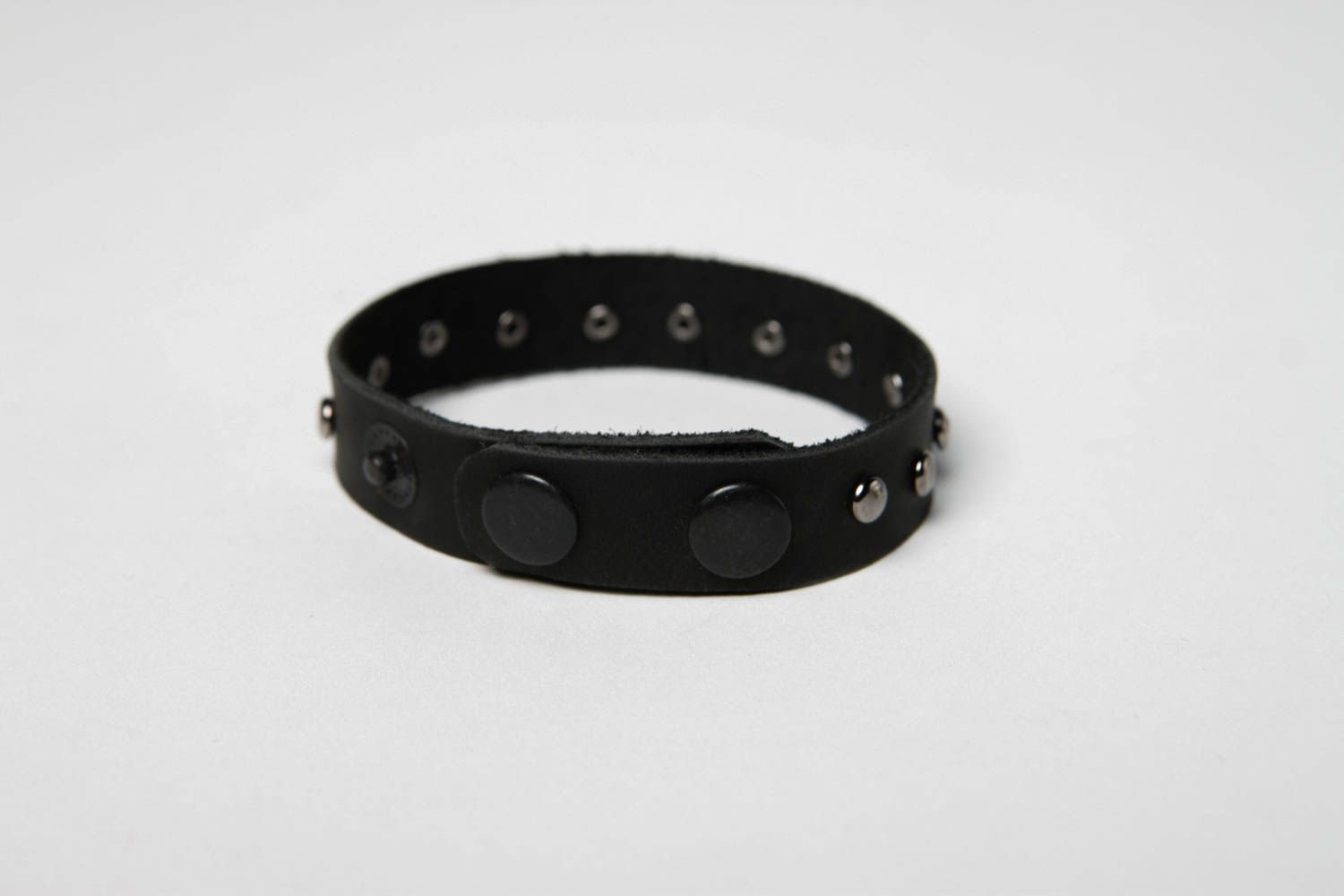 Bracelet cuir Bijou fait main noir unisexe métal Accessoire tendance cadeau photo 4