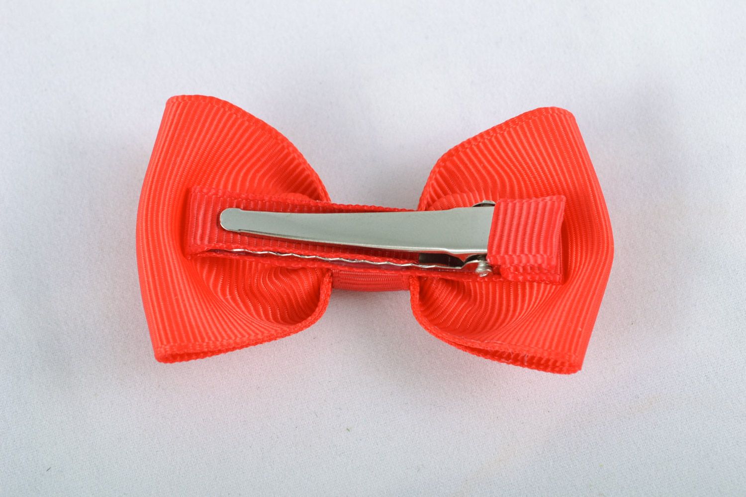 Handmade red rep ribbon bow hair clip textile hair accessories photo 4