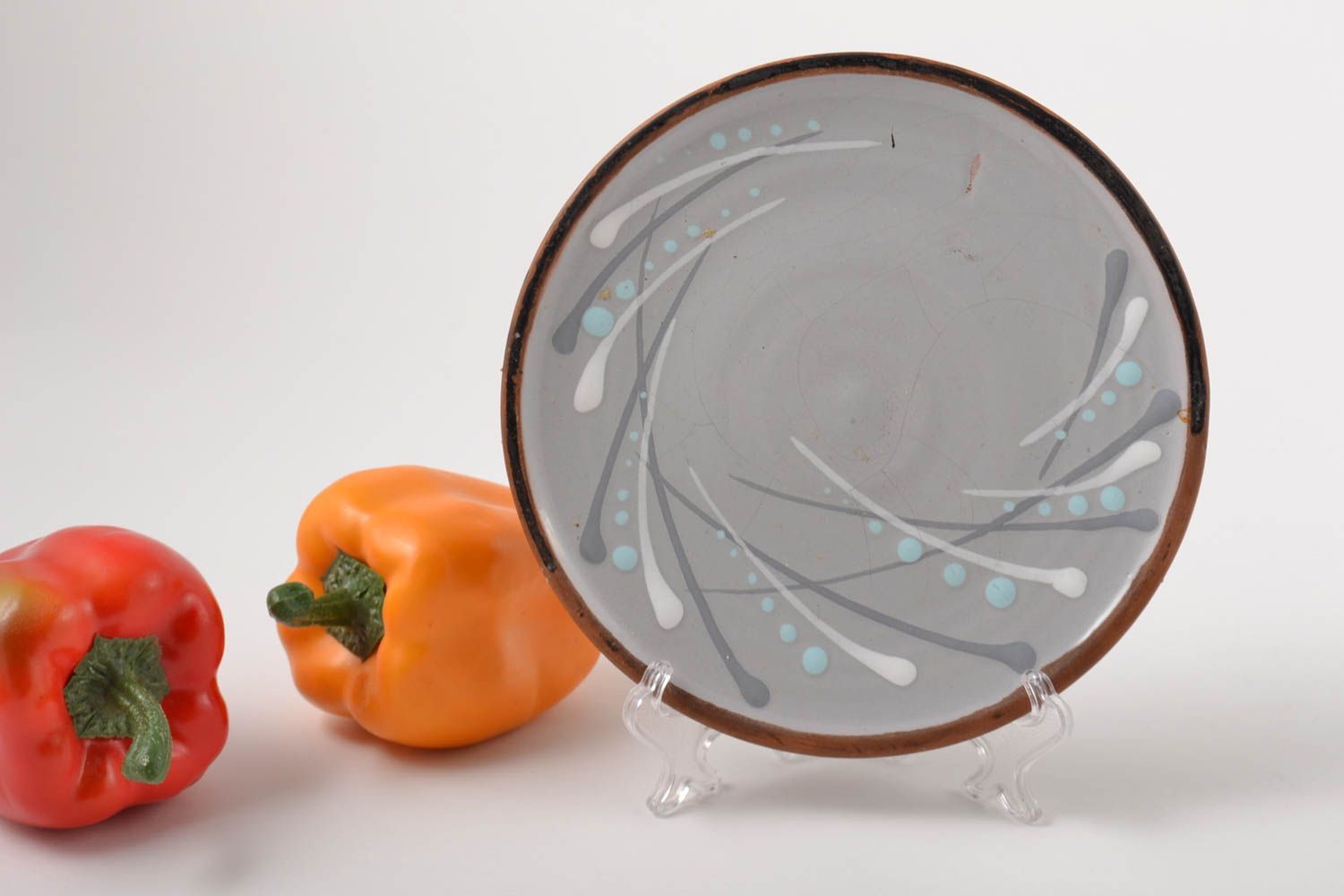 Керамическая тарелка посуда ручной работы столовая посуда тарелка авторская  фото 1