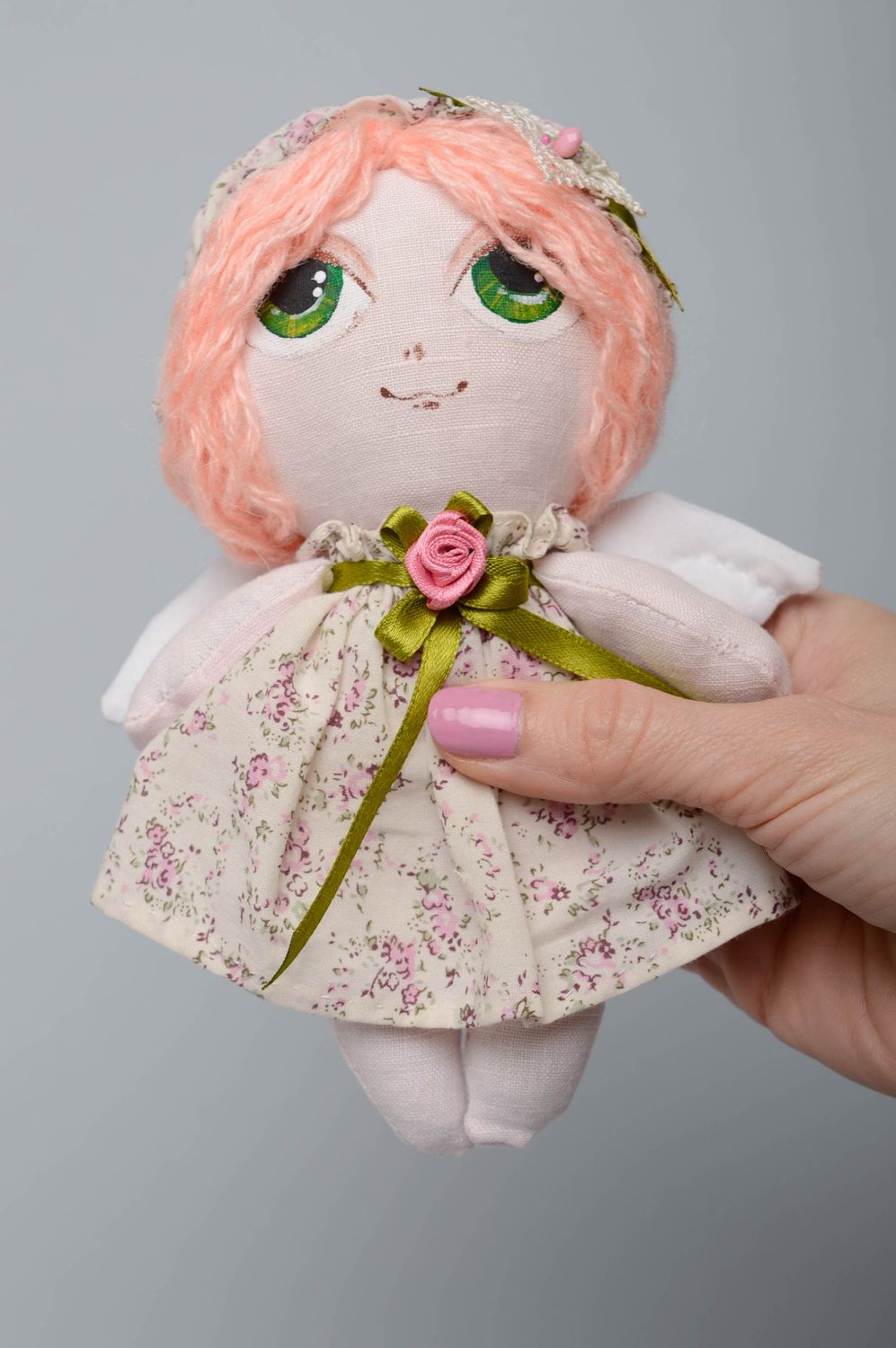 Handmade designer fabric doll with eyelet photo 3