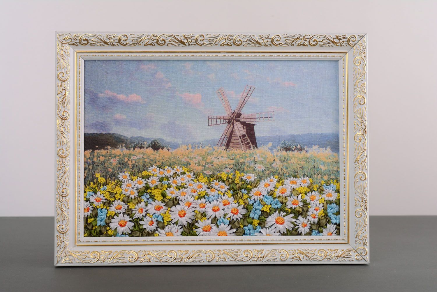 Embroidered picture Mill in Chamomile Field photo 1