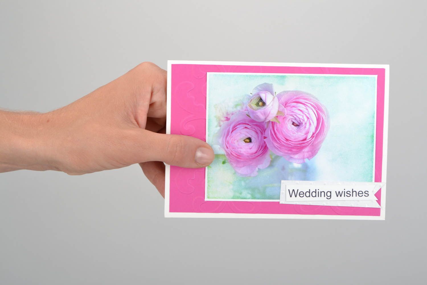 Künstlerische handgemachte Grußkarte Wedding wishes foto 2
