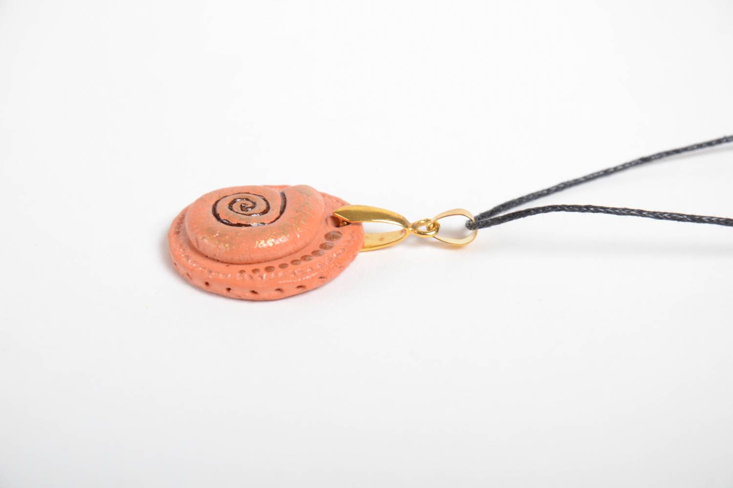 Halskette für Frauen Anhänger aus Ton handgemachter Schmuck künstlerisch rund foto 5